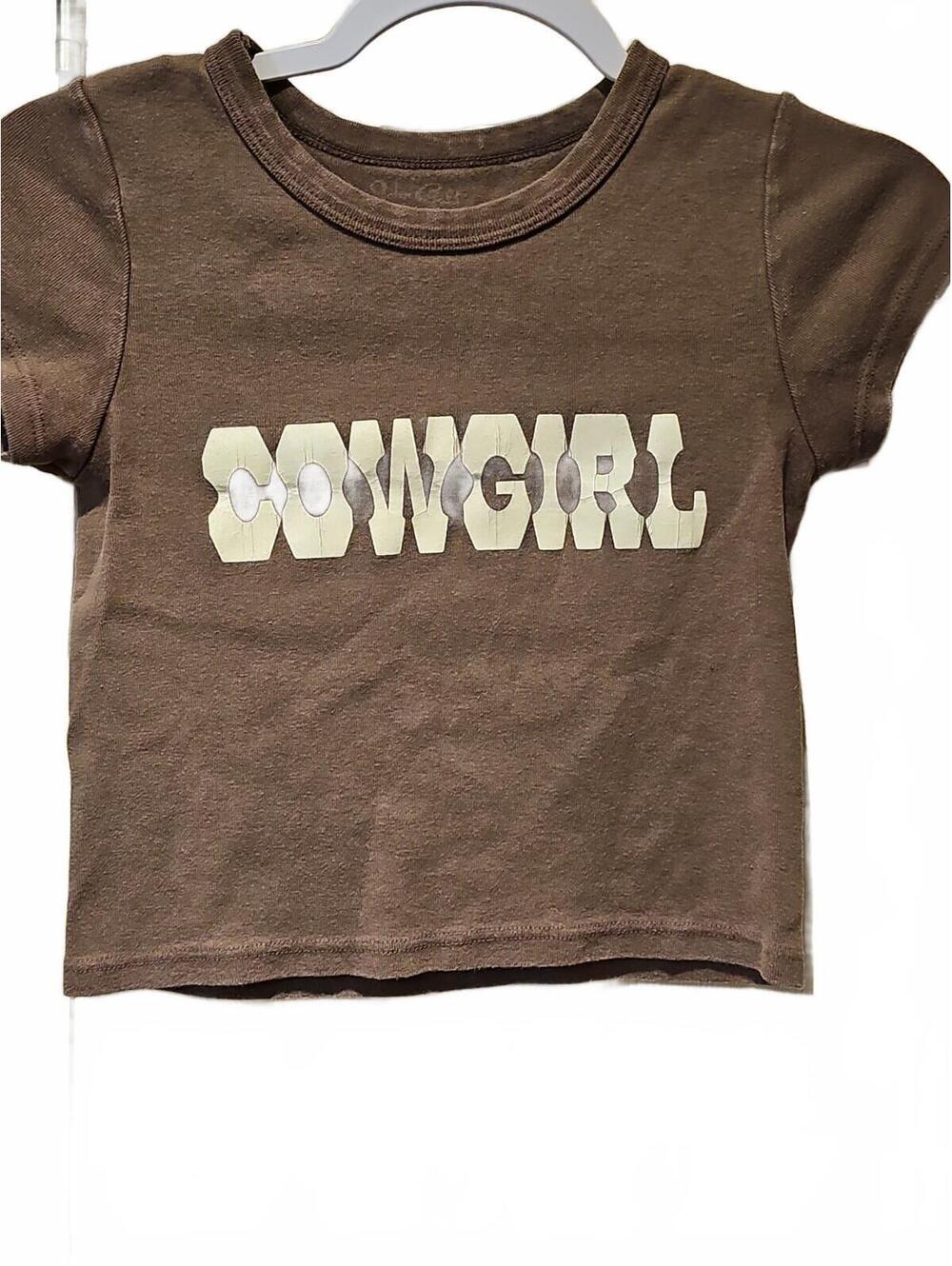 Brandy Melville Brown Cowgirl Baby Tee Y2K Western Graphic